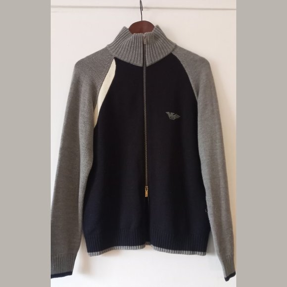 EMPORIO ARMANI - Full zip tri-color cardigan - Sz M-L - Picture 4 of 16
